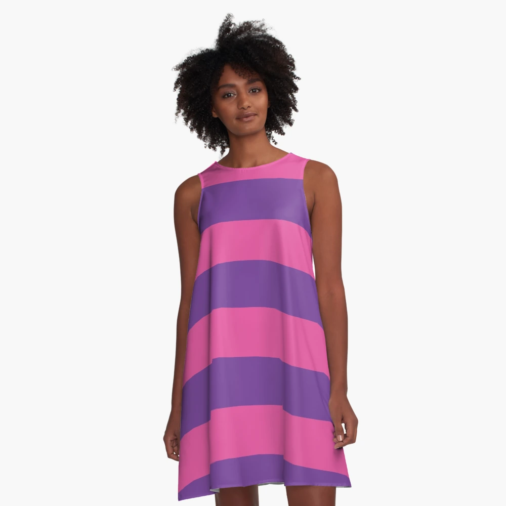 Pink and Purple wide stripes A Line Dress for Sale by paperoni Redbubble