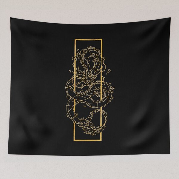 Item preview, Golden Chinese Dragon Geometric Line Art designed and sold by 5thSeason.