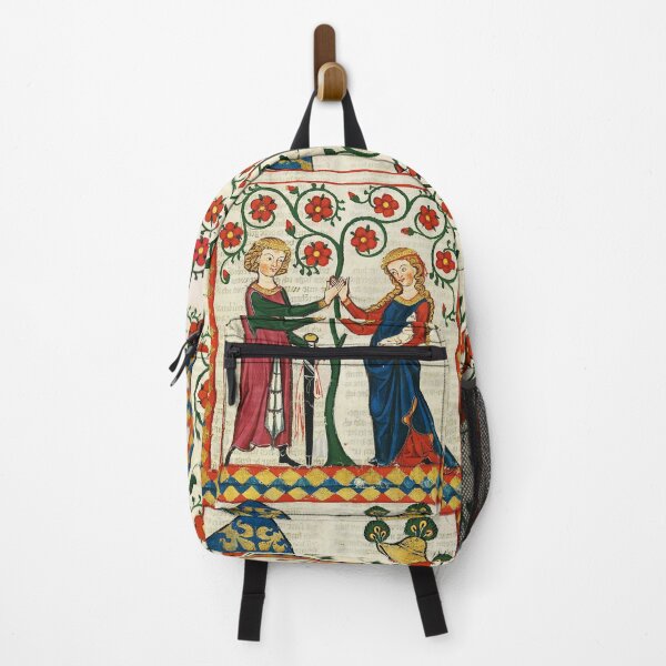 Item preview, GERMAN POET WITH HIS BELOVED LADY ,MEDIEVAL MINIATURE WITH WILD ROSES designed and sold by BulganLumini.