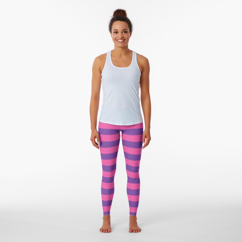 Pink and purple Cheshire Cat stripes Leggings for Sale by paperoni Redbubble