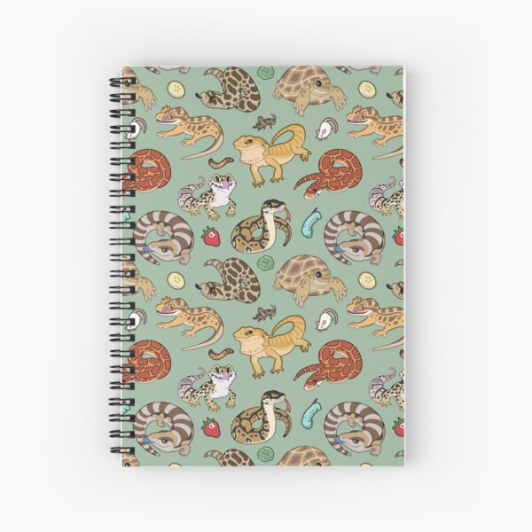 Reptile Pets Pattern - Green Spiral Notebook