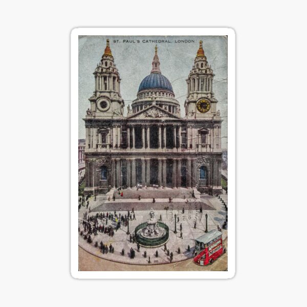 Vintage postcard of st paul cathedral in London Sticker
