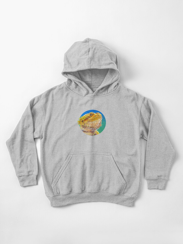 Thumbnail 1 of 5, Kids Pullover Hoodie, Bearded Dragon Lizard Portrait designed and sold by Rebecca Wang.
