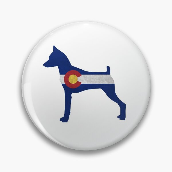 Min Pin Dog Breed Colorado Flag Silhouette Pin