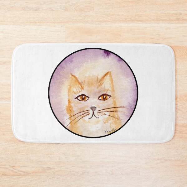 Item preview, Orange Gold Cat on Purple Watercolor Cat designed and sold by Deromilly.