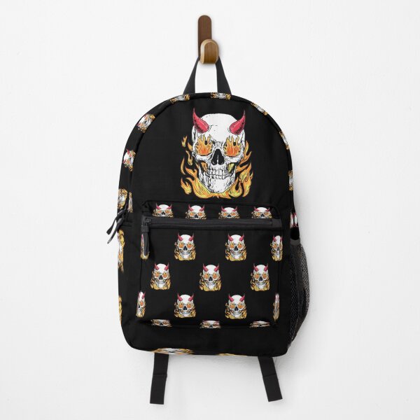 Item preview, Skull with Red Horns Burning Flames of Fire designed and sold by MadMando.