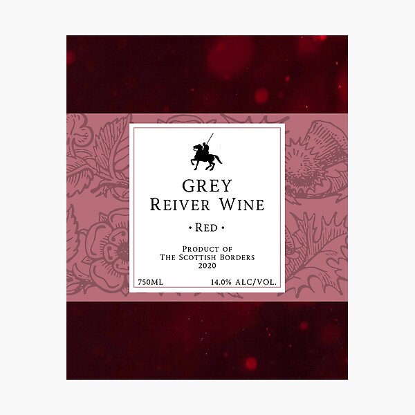 Aperçu de l'œuvre GREY Red Wine Label | Border Reivers créée et vendue par yourscotborders.