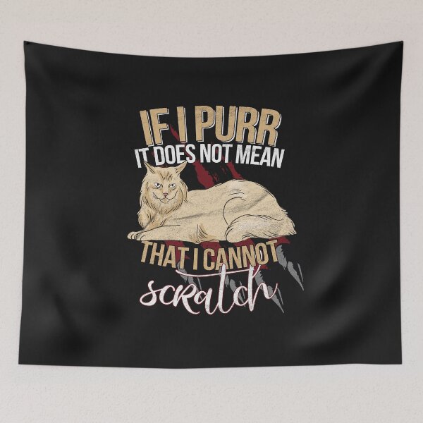 Item preview, domestic cat purrs and scratches funny cat sayings designed and sold by honksunited.