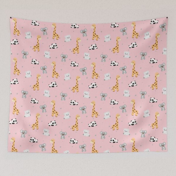 Item preview, baby blanket, stars and cute little animals, baby animals, koala, giraffe, bear, panda	 designed and sold by IriSev.