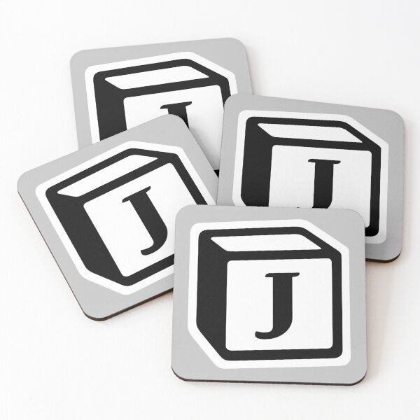 Letter "J" Block Personalised Monogram Coasters (Set of 4)