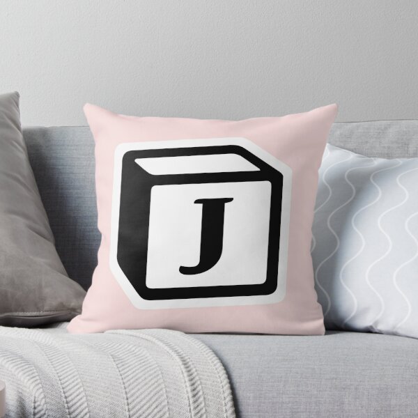 Letter "J" Block Personalised Monogram Throw Pillow