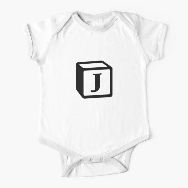 Letter "J" Block Personalised Monogram Short Sleeve Baby One-Piece