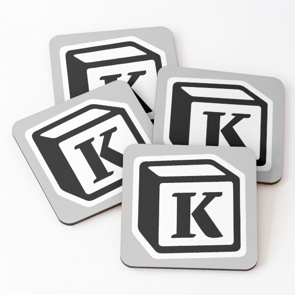 Letter "K" Block Personalised Monogram Coasters (Set of 4)