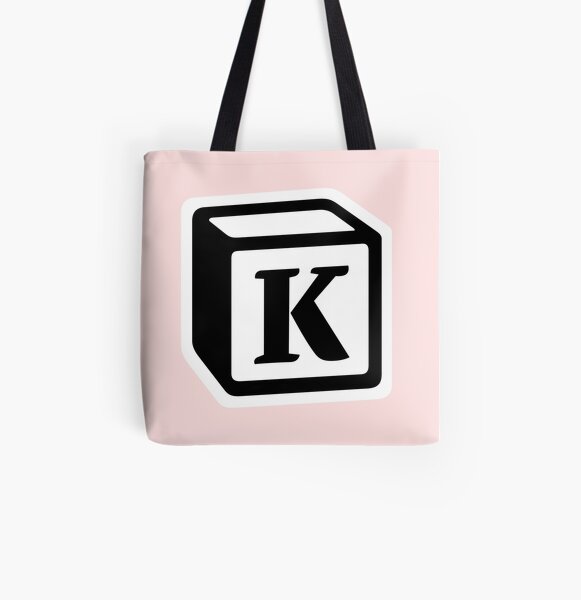 Letter "K" Block Personalised Monogram All Over Print Tote Bag