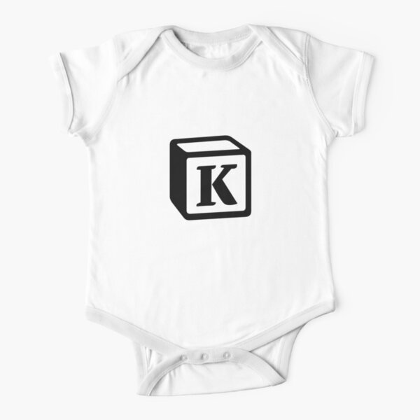 Letter "K" Block Personalised Monogram Short Sleeve Baby One-Piece