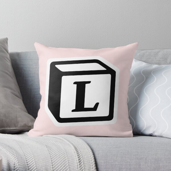 Letter "L" Block Personalised Monogram Throw Pillow
