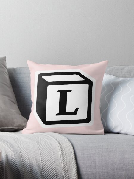 Letter "L" Block Personalised Monogram Throw Pillow