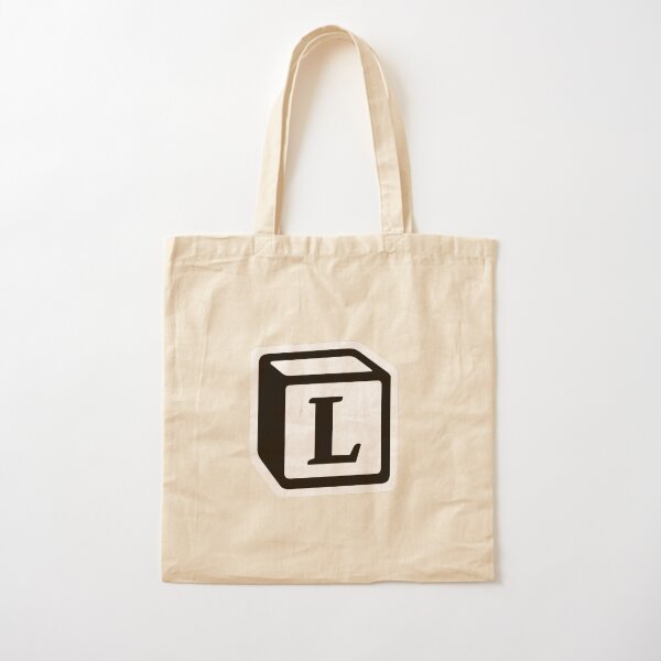 Letter "L" Block Personalised Monogram Cotton Tote Bag