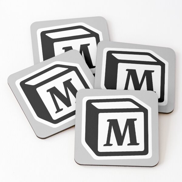 Letter "M" Block Personalised Monogram Coasters (Set of 4)
