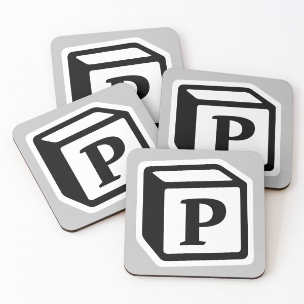 Letter "P" Block Personalised Monogram Coasters (Set of 4)