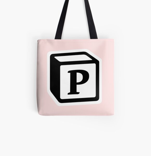 Letter "P" Block Personalised Monogram All Over Print Tote Bag