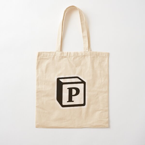 Letter "P" Block Personalised Monogram Cotton Tote Bag
