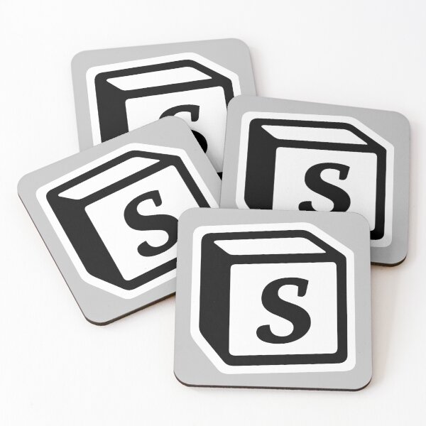 Letter "S" Block Personalised Monogram Coasters (Set of 4)
