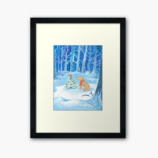 Dog winter magic Framed Art Print