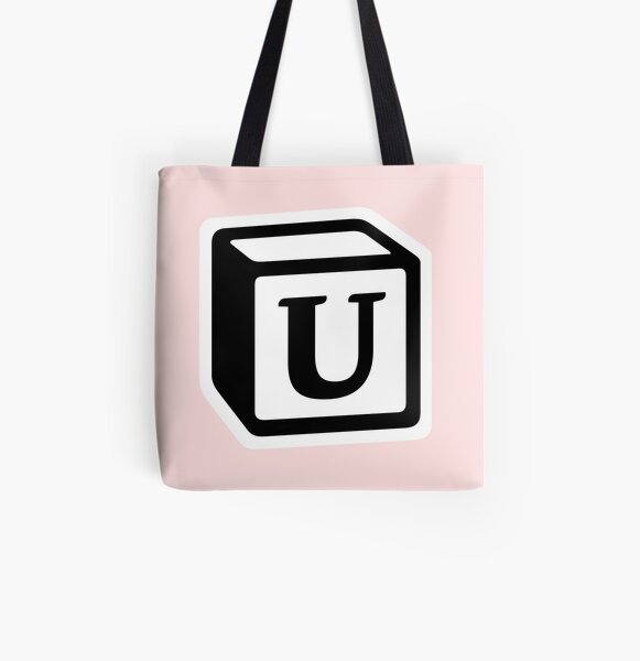 Letter "U" Block Personalised Monogram All Over Print Tote Bag