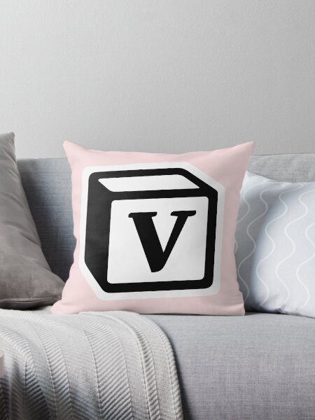 Letter "V" Block Personalised Monogram Throw Pillow