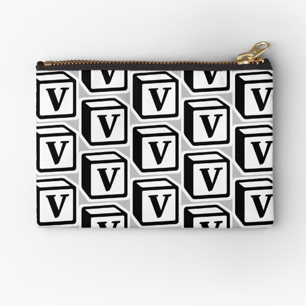 Letter "V" Block Personalised Monogram Zipper Pouch
