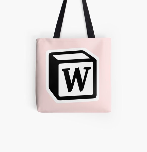 Letter "W" Block Personalised Monogram All Over Print Tote Bag