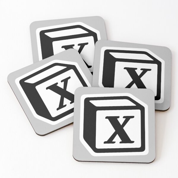 Letter "X" Block Personalised Monogram Coasters (Set of 4)