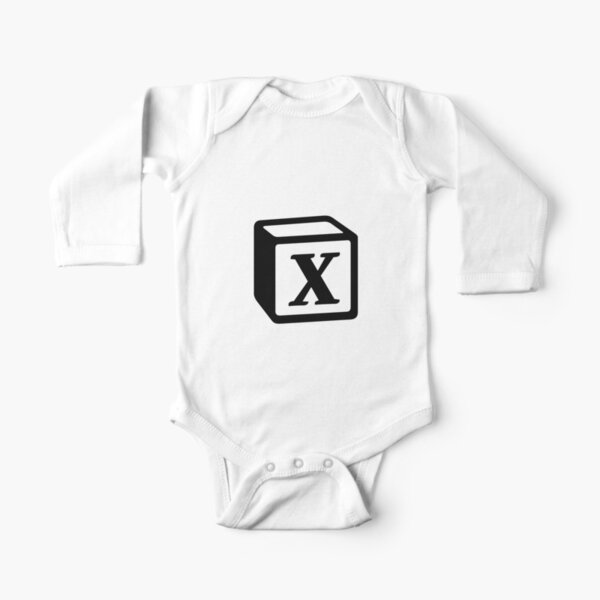 Letter "X" Block Personalised Monogram Long Sleeve Baby One-Piece