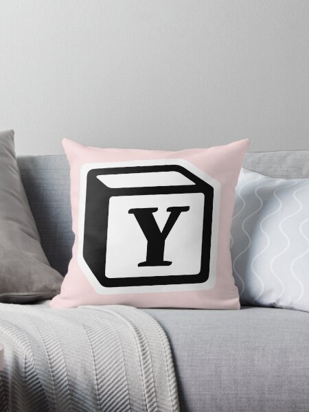 Letter "Y" Block Personalised Monogram Throw Pillow