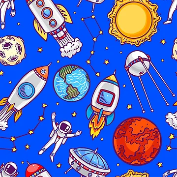 Artwork thumbnail, Space Ship Pattern by PatternSquare