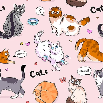 Artwork thumbnail, Cute Playing Cats Pattern by PatternSquare