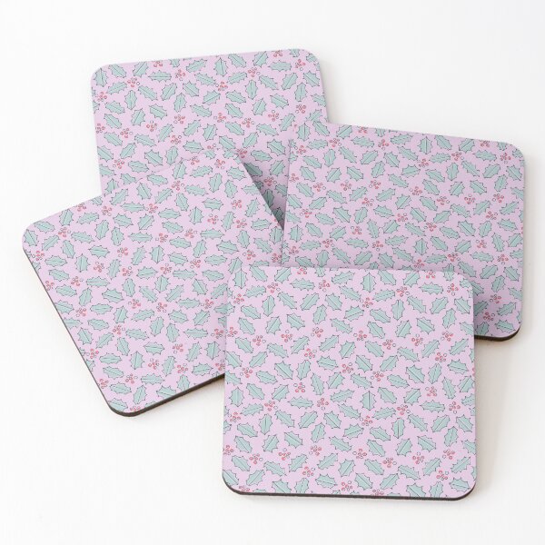 Item preview, Christmas winter pattern with mistletoe leaf and red fruits in pastel shades designed and sold by Pattern-ify.