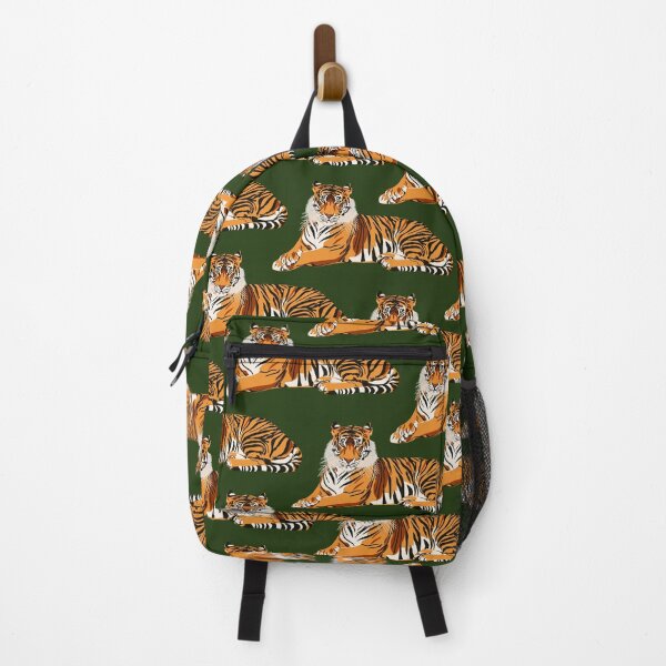 Vista previa del artículo con la obra «Patrón de tigre sobre fondo verde oliva», diseñado y vendido por OneThreeSix.