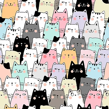 Artwork thumbnail, Colorful Cat Pattern by PatternSquare