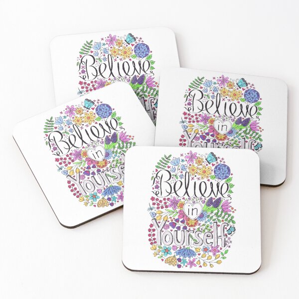 Item preview, Believe In Yourself Floral Inspirational Quote designed and sold by LouiseFranksArt.
