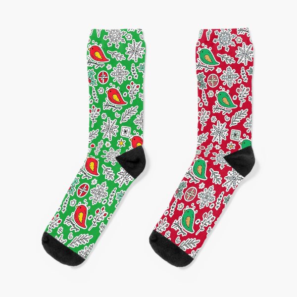 Item preview,  Holiday Birds and Snowflakes designed and sold by SOCKSbySBD.
