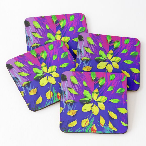 Item preview, Abstract Art Bright Colorful Leaf Pattern Pink, Blue, Yellow designed and sold by Mary Riley.