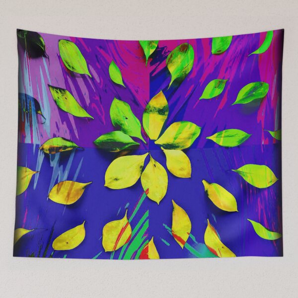 Item preview, Abstract Art Bright Colorful Leaf Pattern Pink, Blue, Yellow designed and sold by Mary Riley.