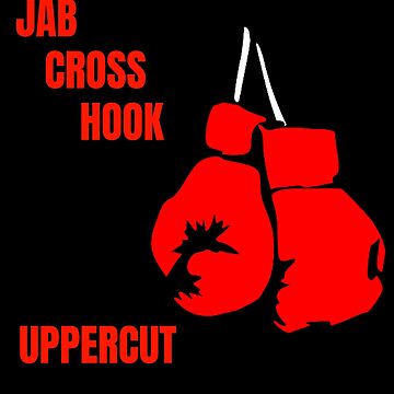 Men's Jab. Cross. Hook. Upper-Cut. Boxing Gloves Red Deep Cut T