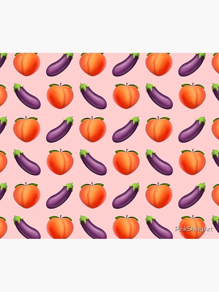Peaches and Eggplants Emojis Pattern Art Print