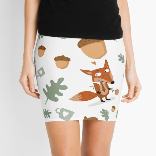 Fox and squirrel autumn pattern Mini Skirt
