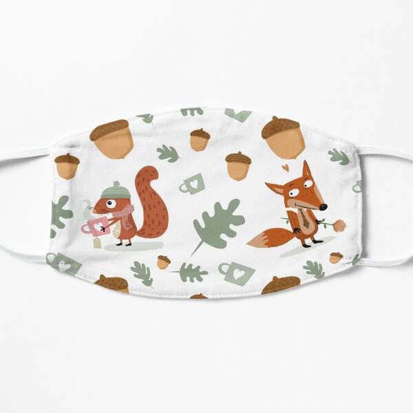 Fox and squirrel autumn pattern Flat Mask