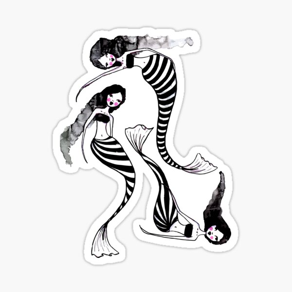 Drifting Along The Currents - Striped Mermaids 1 of 2 Sticker