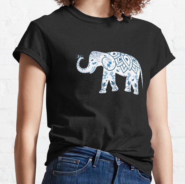 Decorated Elephant With Butterfly, Elephant Sticker, Elephant Art, Classic T-Shirt